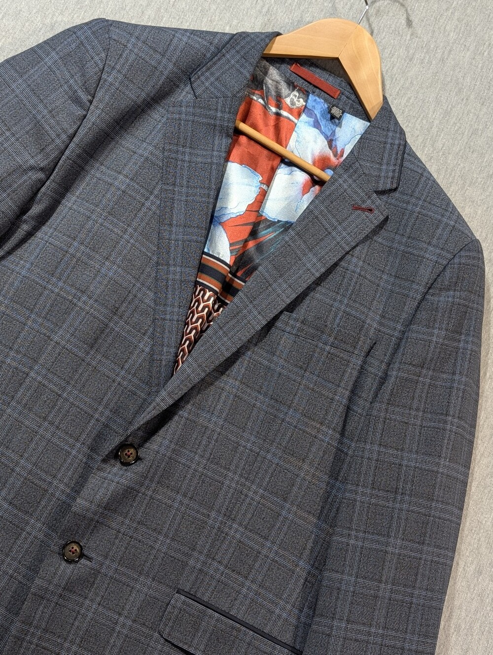 Ted Baker London Wool Blend Blazer Men's 44R Blue Plaid